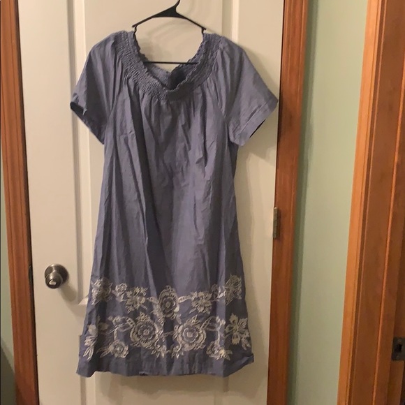 Talbots summer dress Chambray Denim look on or off the shoulder 12 Lightweight - Picture 1 of 3